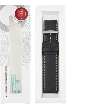 22 mm Black Genuine Leather Straps for Men