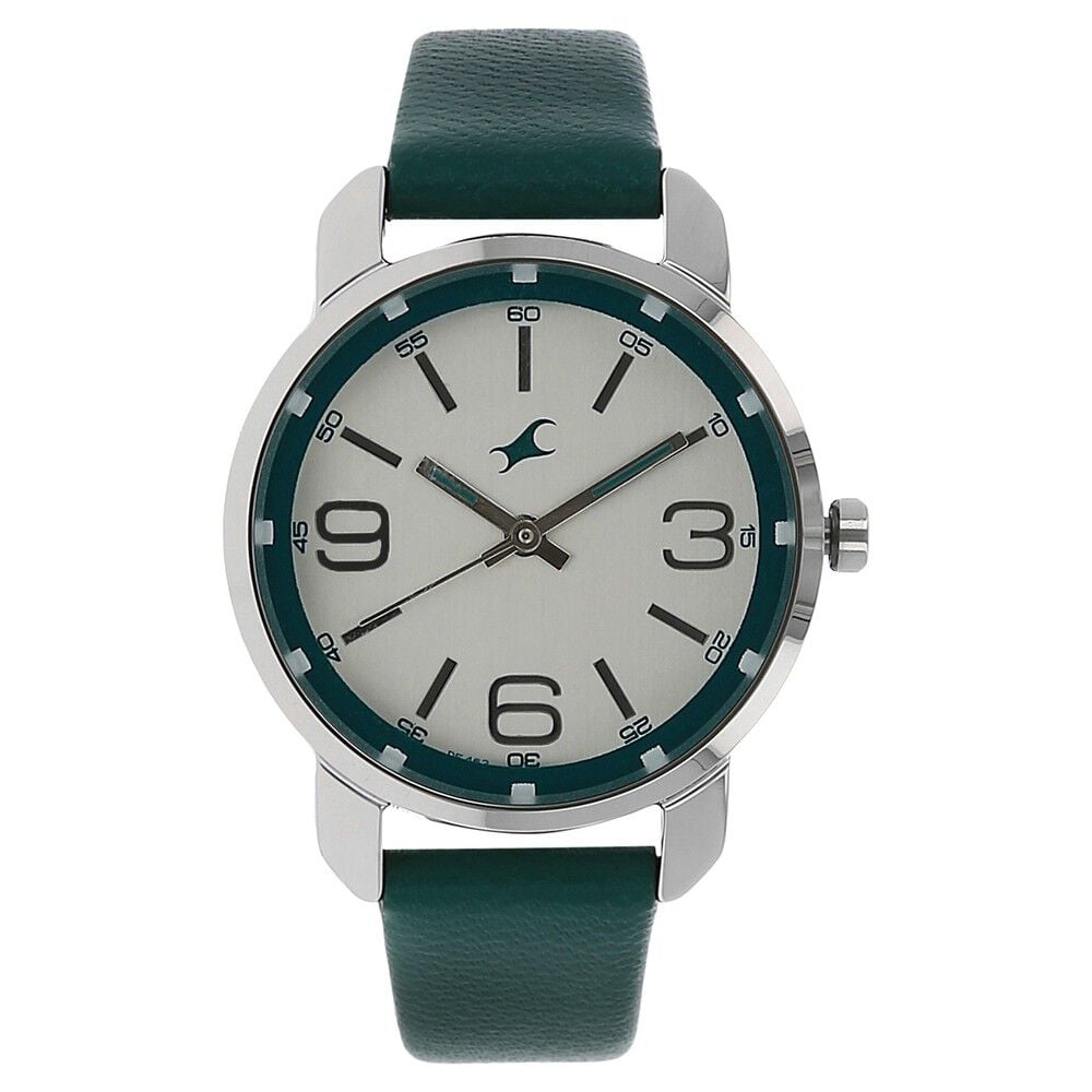 Fastrack Quartz Analog Silver Dial Leather Strap Watch for Girls