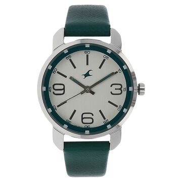 Fastrack Quartz Analog Silver Dial Leather Strap Watch for Girls