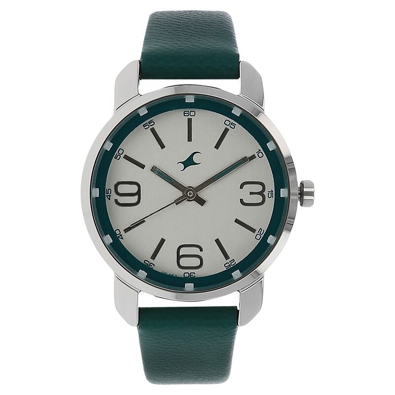 Fastrack Quartz Analog Silver Dial Leather Strap Watch for Girls