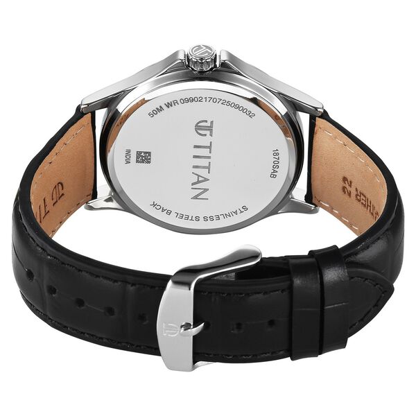 Titan Neo Arabic Analog with Day Date Teal Blue Dial Black Leather Strap Watch for Men - image number 6