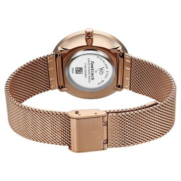 Vyb Lumina By Fastrack Quartz Analog Silver Dial Rose Gold Stainless Steel Strap Watch For Girls