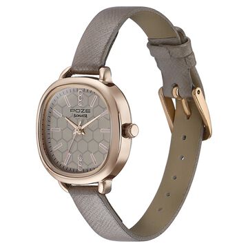 Sonata Poze Quartz Analog Grey Dial Leather Strap Watch For Women