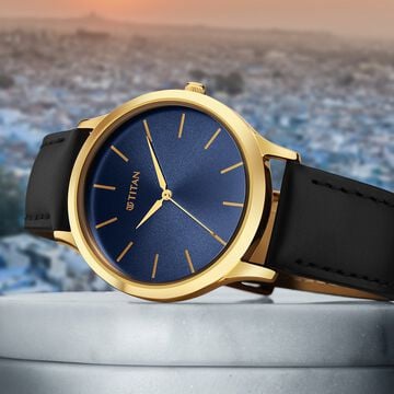 Titan Karishma Radiance Blue Dial Analog Leather Strap watch for Men