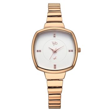 Fastrack Vyb Muse Quartz Analog White Dial Metal Strap Watch For Girls