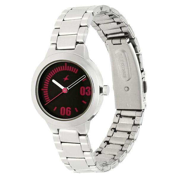 Fastrack Hitlist Quartz Analog Black Dial Stainless Steel Strap Watch for Girls - image number 2