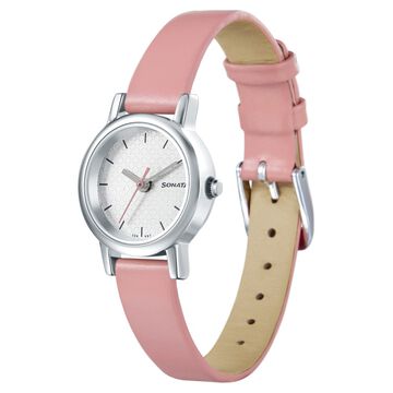Sonata Splash White Dial Women Watch With Leather Strap