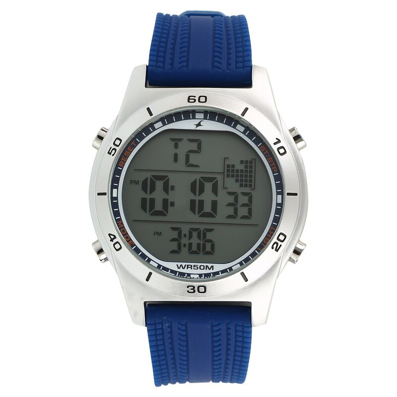 Fastrack Digital Grey Dial Silicone Strap Watch for Guys