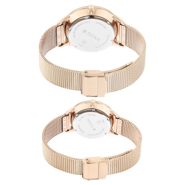 Titan Quartz Multifunction White Dial Stainless Steel Strap Watch for Couple - image number 4
