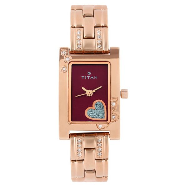 Titan Quartz Analog Red Dial Metal Strap Watch for Women - image number 0
