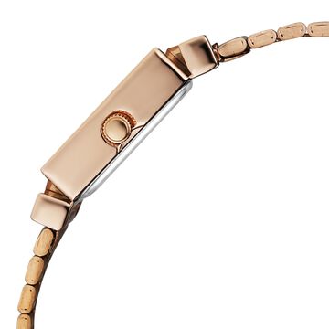 Vyb Showstopper By Fastrack Quartz Analog Green Dial Rose Gold Stainless Steel Strap Watch For Girls