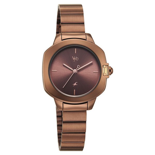 Fastrack Vyb Seeker Quartz Analog Brown Dial Metal Strap Watch For Girls - image number 2