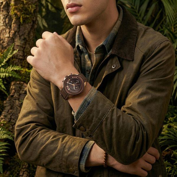 Fastrack Wild Quartz Chronograph Brown Dial Brown Silicone Strap Watch For Guys - image number 2