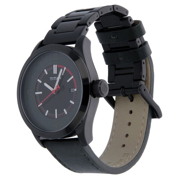 Titan Quartz Analog with Date Black Dial Bimetal Strap Watch for Men - image number 1