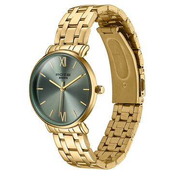 Poze By Sonata Quartz Analog green&nbsp;Dial Golden Stainless Steel Strap Watch For Women