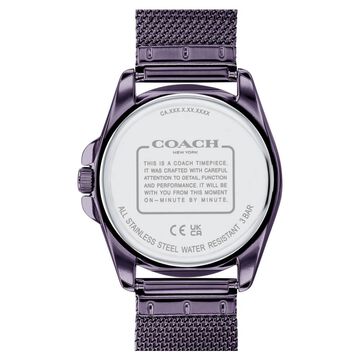 Coach Quartz Analog Purple Dial Stainless Steel Strap Watch for Women