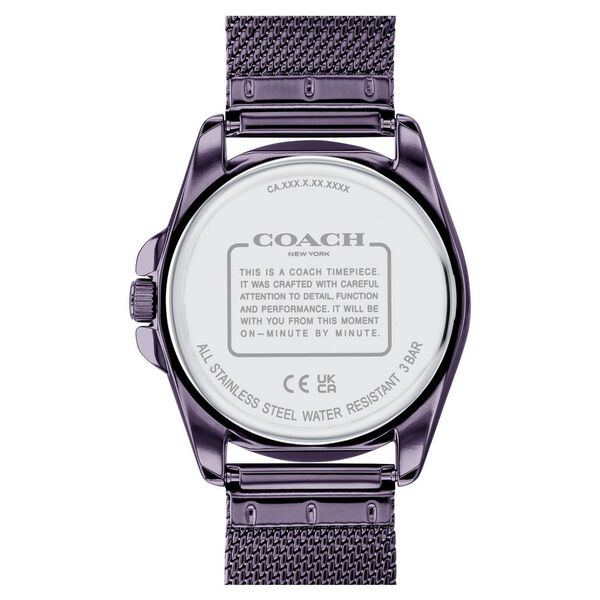 Coach Quartz Analog Purple Dial Stainless Steel Strap Watch for Women - image number 2