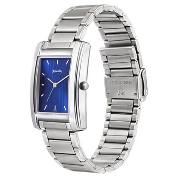 Sonata Quartz Analog Blue Dial Stainless Steel Strap Watch for Men