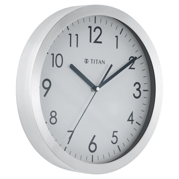 Titan Metallic White Wall Clock with Brushed Case - 30 cm x 30 cm (Medium) - image number 2