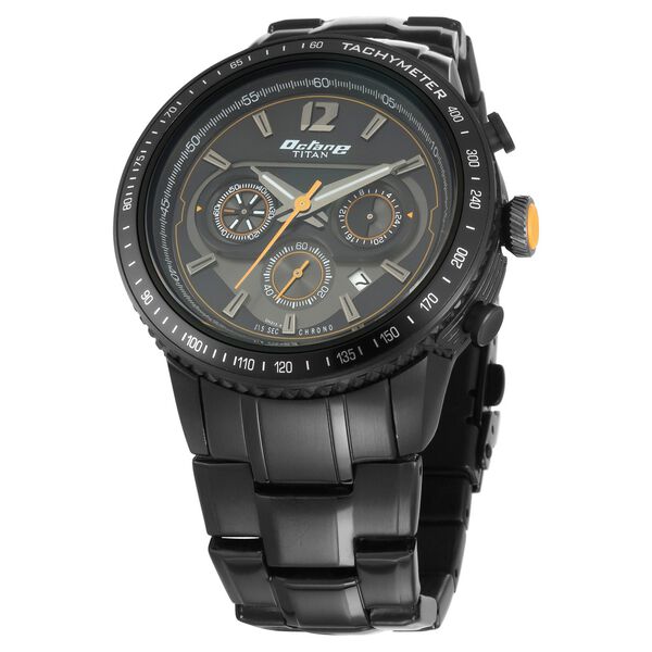 Titan Octane Black Dial Chrono Metal Strap watch for Men - image number 1