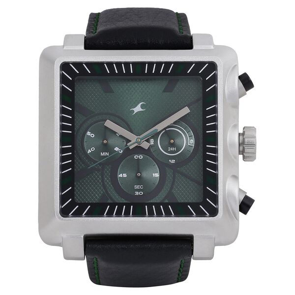 Fastrack Quartz Chronograph Green Dial Leather Strap Watch for Guys - image number 0