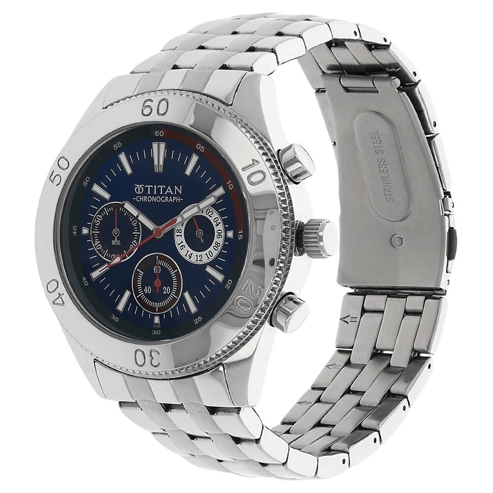 Buy Online Titan Quartz Chronograph Blue Dial Watch for Men 9324sm04 Titan
