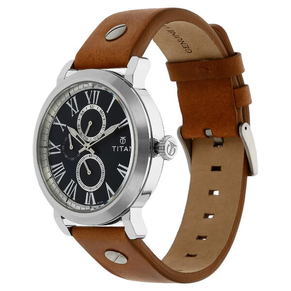 Titan Quartz Multifunction Blue Dial Leather Strap Watch for Men - image number 1