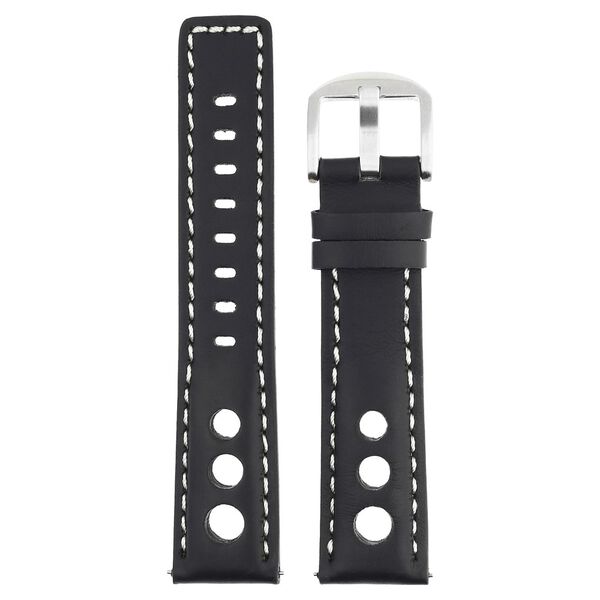 22 mm Black Genuine Leather Straps for Men - image number 0