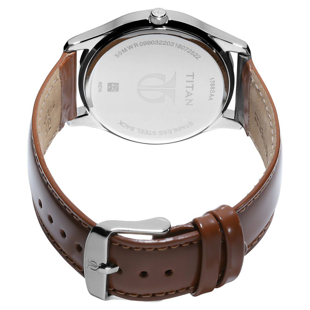 Titan Quartz Multifunction Blue Dial Leather Strap Watch for Men