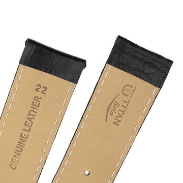22 mm Black Genuine Leather Straps for Men