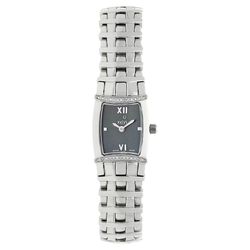 Xylys Swiss Analog Silver Metal Strap and Black Dial Watch For Women