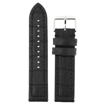 22 mm Black Genuine Leather Strap for Men