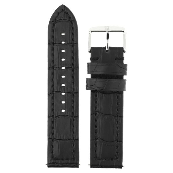 22 mm Black Genuine Leather Strap for Men - image number 0