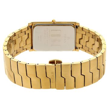 Titan Edge Quartz Analog Silver Dial Golden Stainless Steel Strap Watch For Men