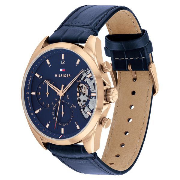 Tommy Hilfiger Quartz Multifunction Blue Dial Leather Strap Watch for Men - image number 1