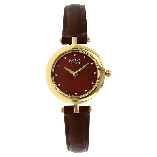 Titan Quartz Analog Red Dial Leather Strap Watch for Women - image number 0