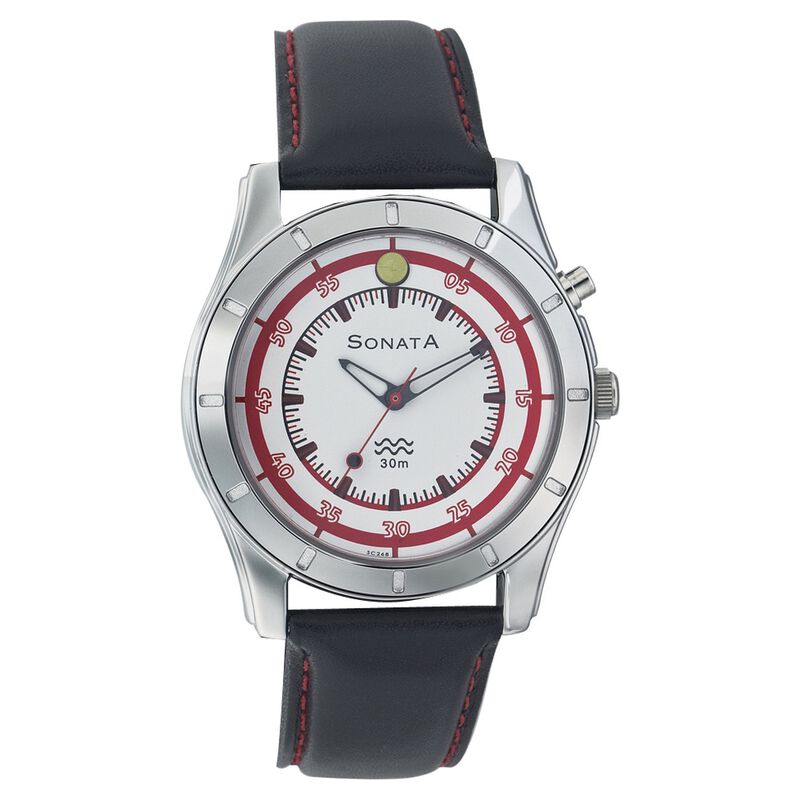 Sonata Quartz Analog White Dial Strap Watch for Men