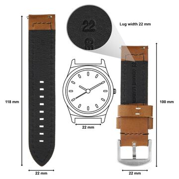 22 mm Brown Genuine Leather Straps for Men