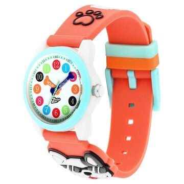 Zoop Analog Watch with White Dial & Orange Strap for Boys Kids, from House of Titan