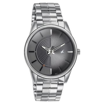 Fastrack Stunners Quartz Analog Grey Dial Stainless Steel Strap Watch for Guys