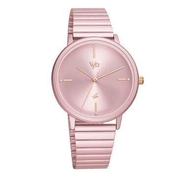 Fastrack Vyb Bliss Quartz Analog Pink Dial Stainless Steel Strap Watch for Girls