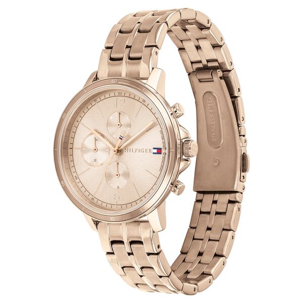 Tommy Hilfiger Quartz Multifunction Rose Gold Dial Stainless Steel Strap Watch for Women - image number 1