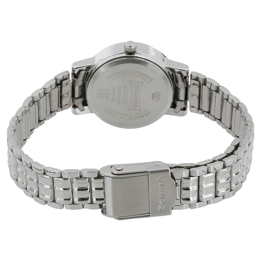 Buy Online Sonata Quartz Analog White Dial Stainless Steel Strap