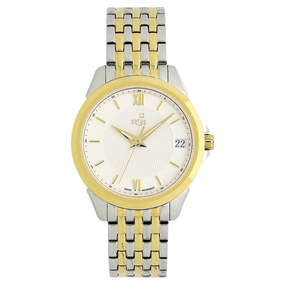 Xylys Swiss Analog with Date Two Toned Stainless Steel Strap White Dial Watch For Women-image-47