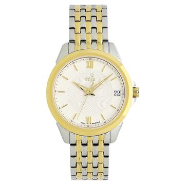 Xylys Swiss Analog with Date Two Toned Stainless Steel Strap White Dial Watch For Women