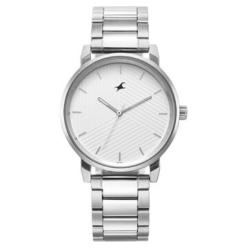 Fastrack Stunners White Dial Metal Strap Watch for Guys