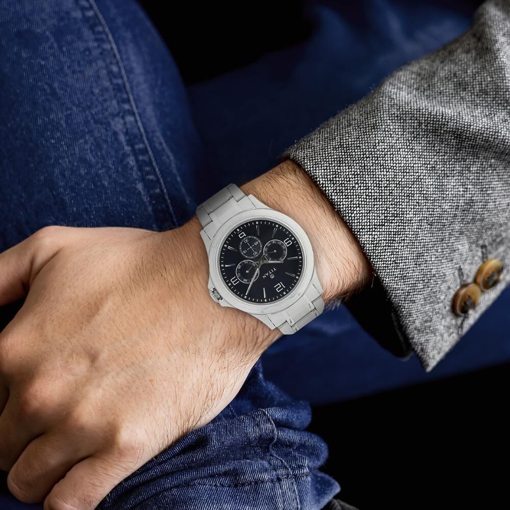 Buy Online Titan Blue Dial Quartz Multifunction Stainless Steel