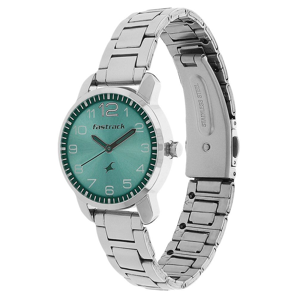 Fastrack Quartz Analog Green Dial Metal Strap Watch for Girls