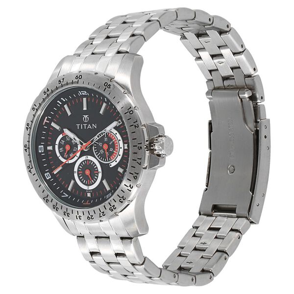 Titan Octane Black Dial Quartz Multifunction Metal Strap watch for Men - image number 1