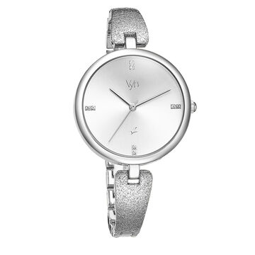 Fastrack Vyb Diva Quartz Analog Silver Dial Metal Strap Watch for Girls